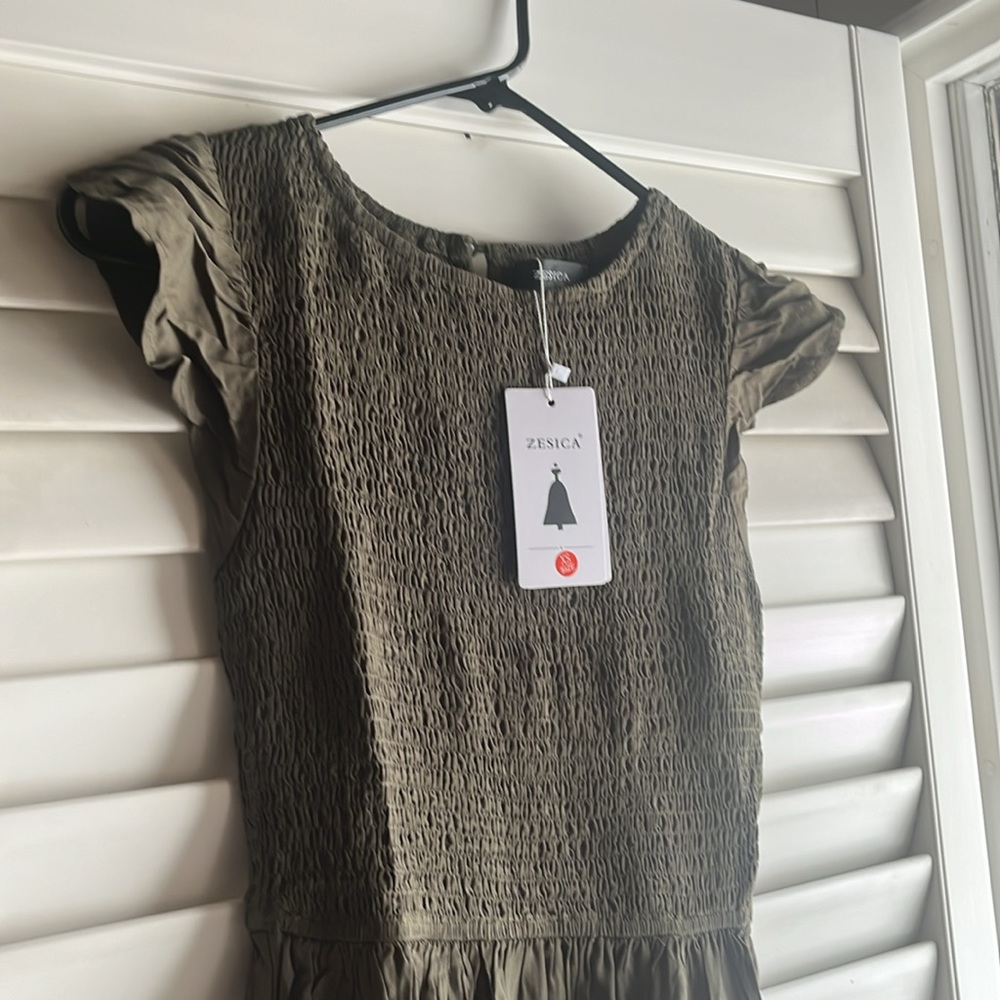 ZESICA Summer Dress - Olive Green - Picture 4 of 5